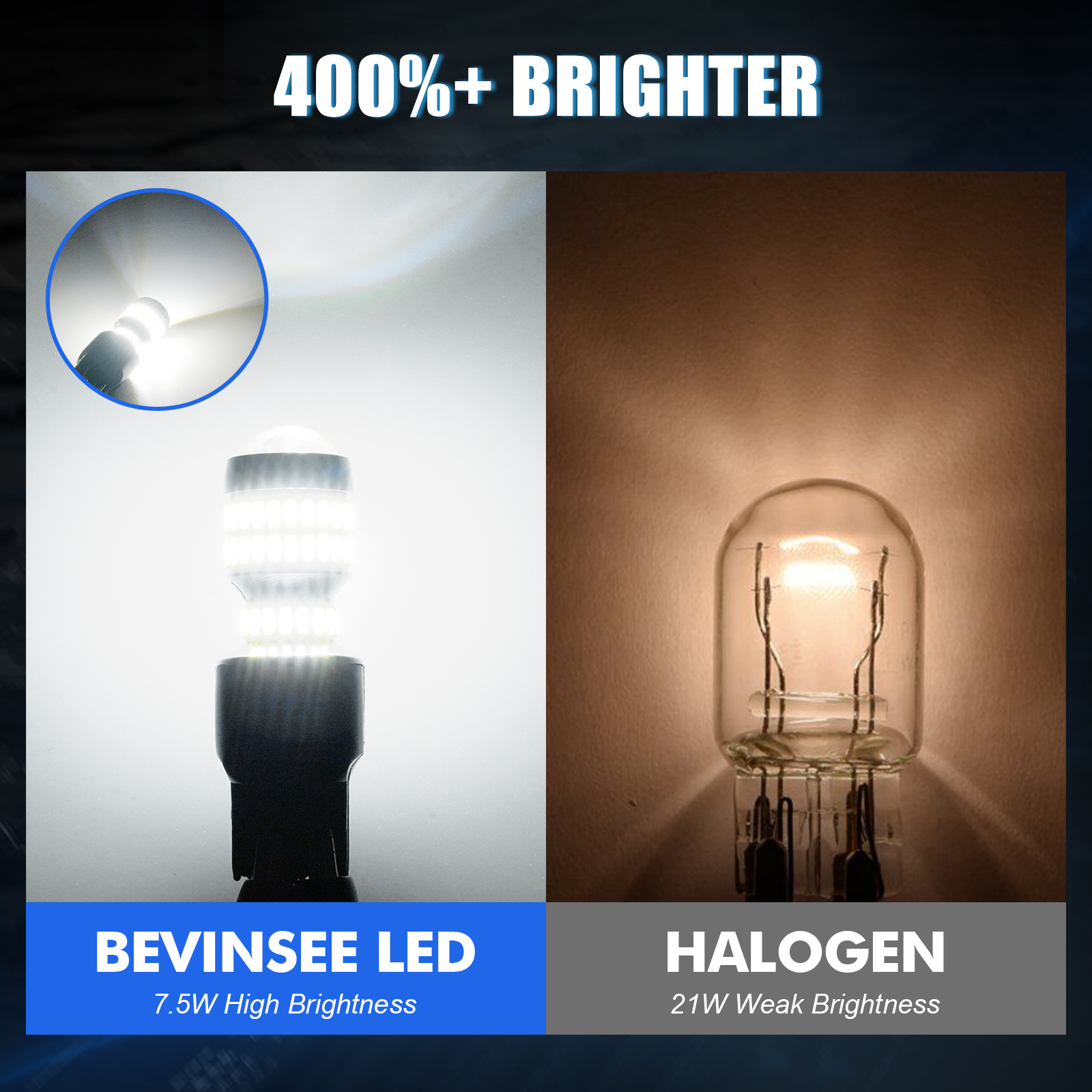 Bevinsee 7440 W21W LED Backup Reverse Turn Signal Light Bulb For Cadillac  Honda