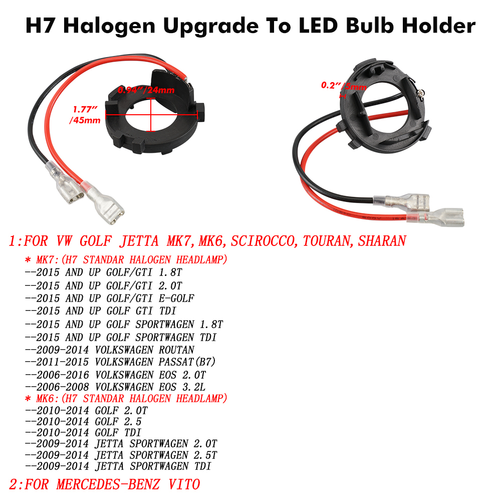 4 PCS Headlight Car Bulb Adapter Socket LED Retainer Clips Headlights