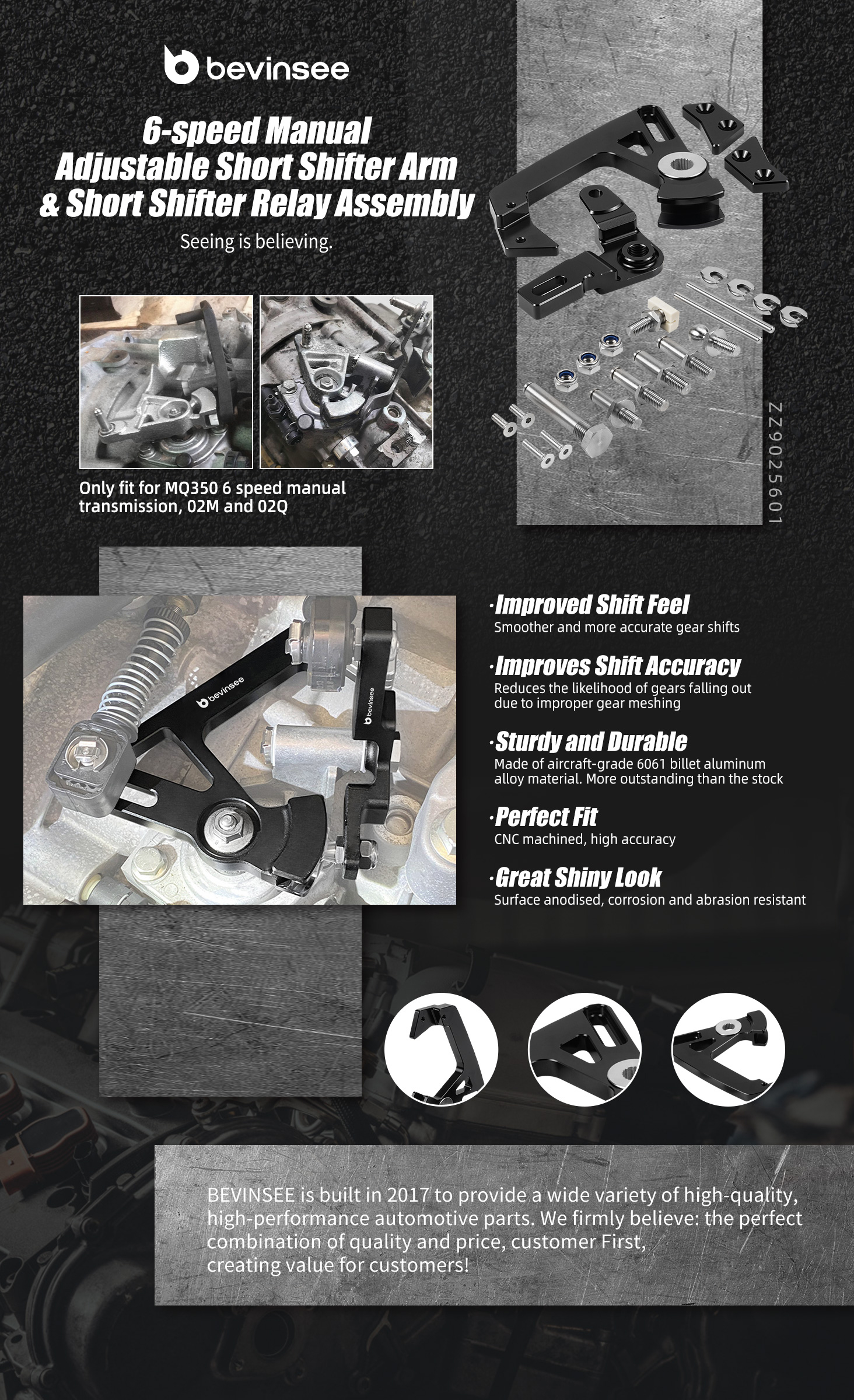 Short Shifter Arm and Relay Assembly 6-speed Manual Kit For VW